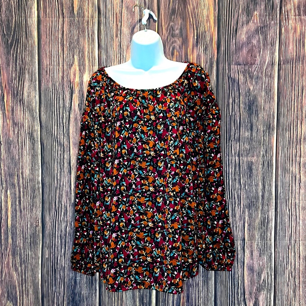 Ava & Viv Multi Floral Long sleeve blouse Size X (14W)